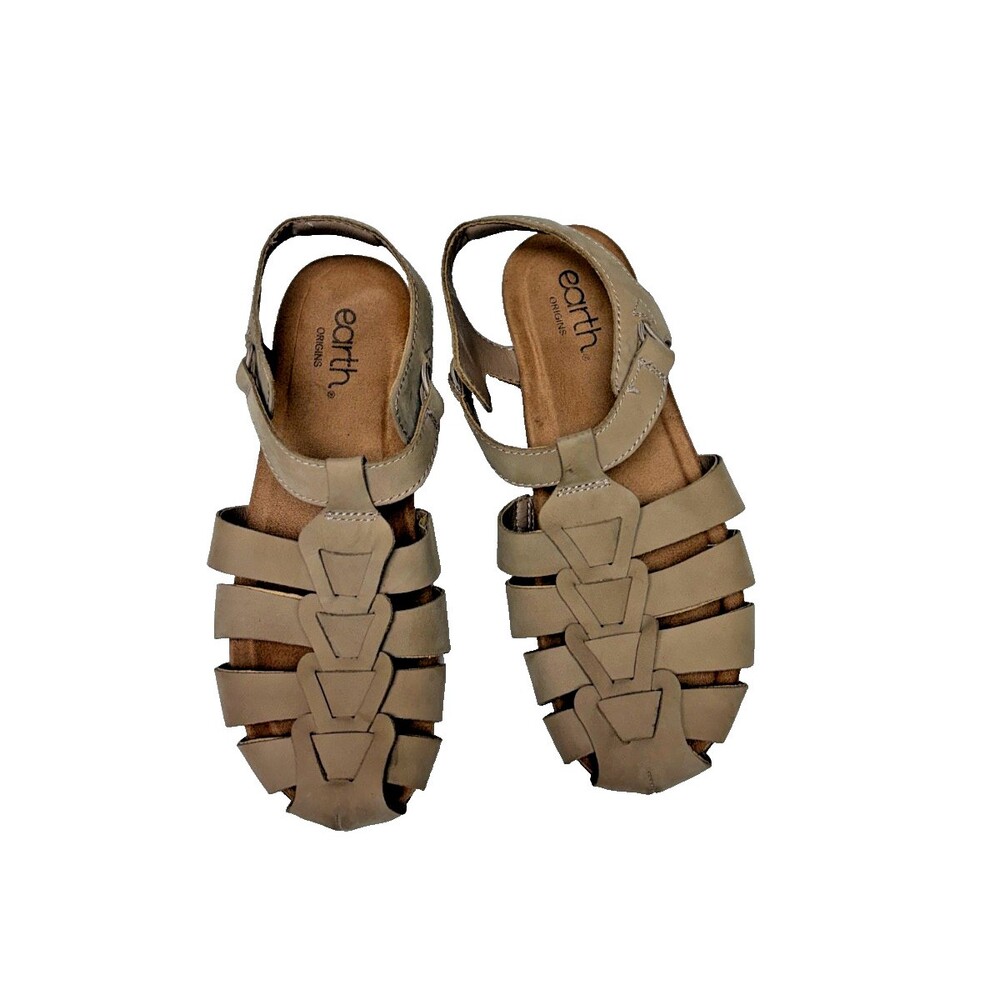 Earth Origins Sandals Blake Style Beige Leather Sz. 7.5 Rubber Sole Gently Used - Picture 2 of 5